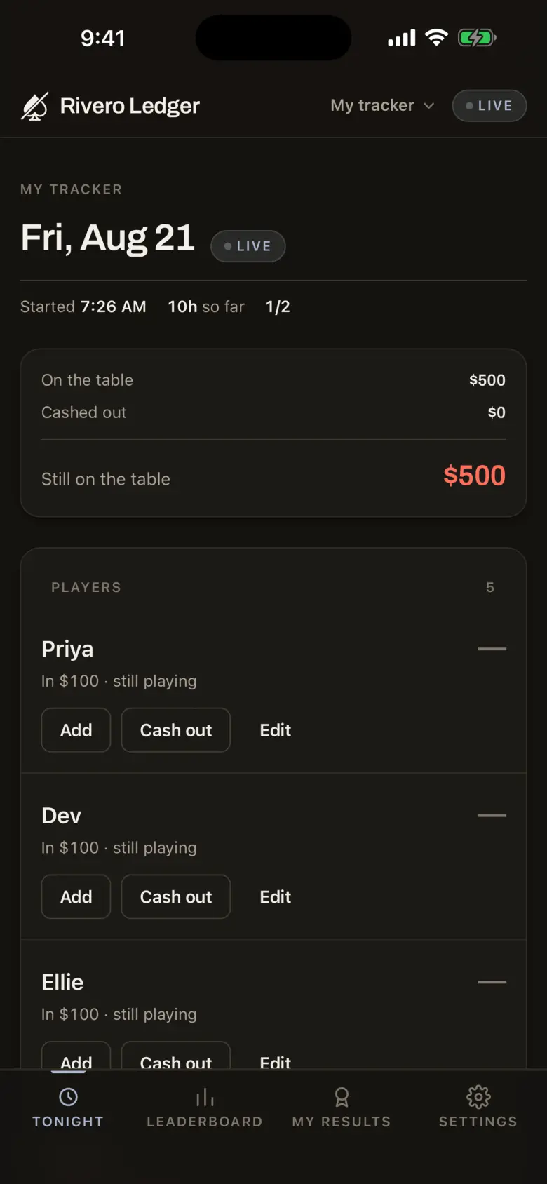 Tonight in the dark theme
